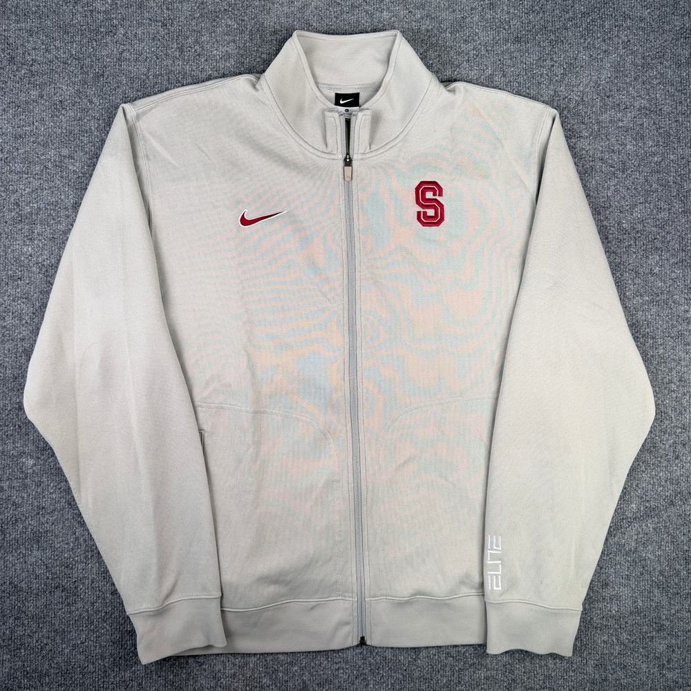 Nike Stanford Cardinal Elite Full Zip Jacket Mens XL Gray Basketball Warm Up